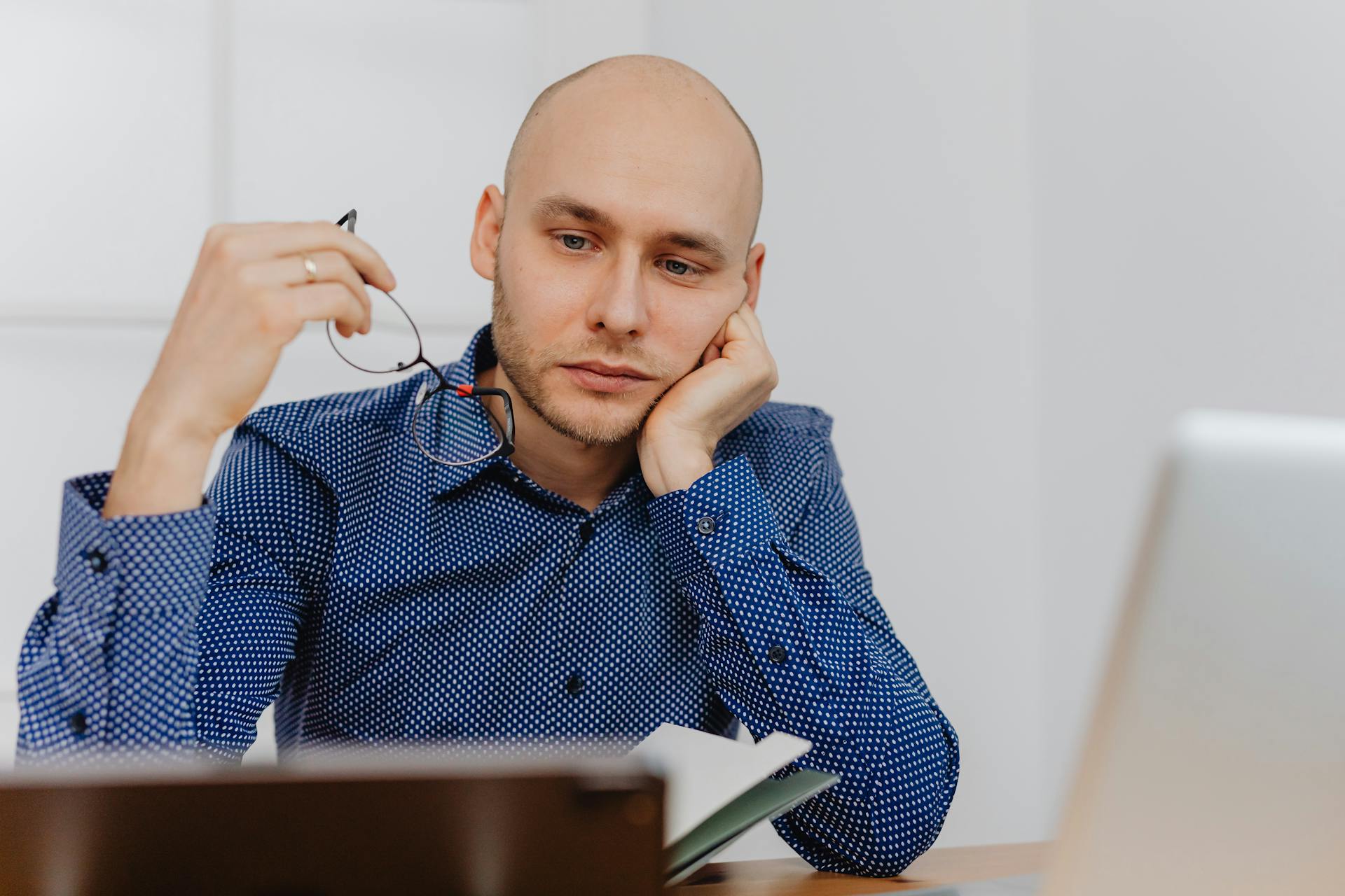 Man contemplating his habit strategy