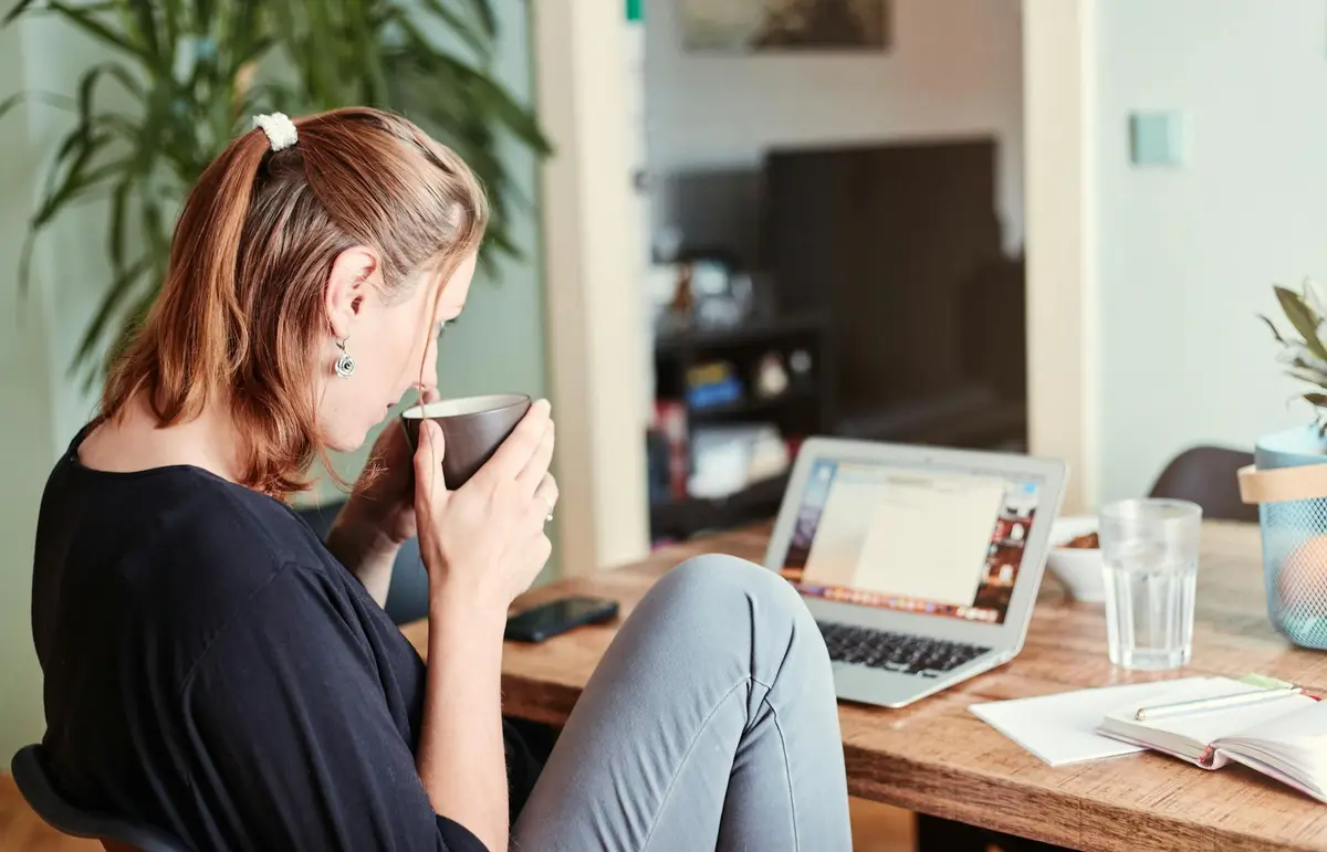 Young woman researching online